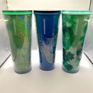 3 Starbucks Venti Tumblers Siren Mermaid, Enchanted Forrest, Winter Woodland